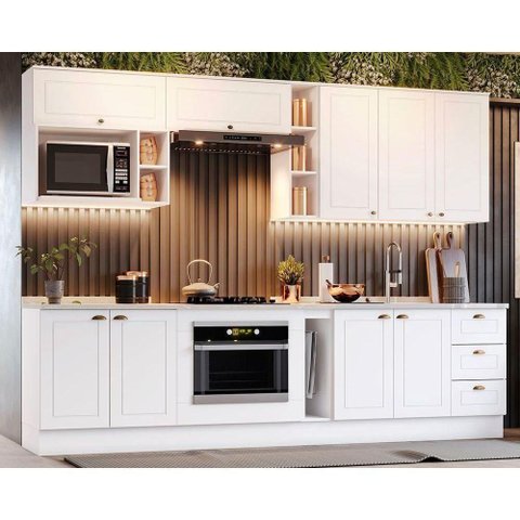 Kit Cozinha Modulada 13 Peças Americana 1 5aéreos+4balcões+4complementos C5p41 Branco2 Aéreos +