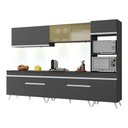 Ver imagem 3 de Armário de Cozinha Completa Modulada Bogotá 5 peças Multimóveis com Led, Vidro Reflecta, Puxador e