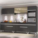 Ver imagem 1 de Armário de Cozinha Completa Modulada Bogotá 5 peças Multimóveis com Led, Vidro Reflecta, Puxador e