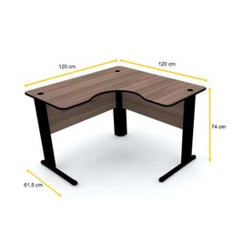 MESA EM L P/ ESCRITÓRIO 120X120 PANDIN MAXXI - WALNUT/PRETO ETP1212 - 2