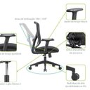 Ver imagem 4 de Kit 2 Cadeiras Escritório Diretor NR17 Tela Mesh Alpha Preto