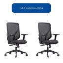 Ver imagem 2 de Kit 2 Cadeiras Escritório Diretor NR17 Tela Mesh Alpha Preto