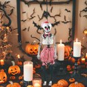 Ver imagem 2 de Esqueleto Palhaco Halloween Vermelho Preto e Branco 40cm