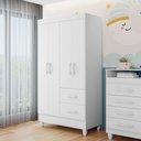 Ver mais imagens de Kit Quarto Bebê Berço Moises com Colchão Cômoda Premium e Guarda Roupa Moderno Quarto Cor Branco