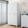 Kit Quarto Bebê Berço Moises com Colchão Cômoda Premium e Guarda Roupa Moderno Quarto Cor Branco - 8