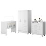 Kit Quarto Bebê Berço Moises com Colchão Cômoda Premium e Guarda Roupa Moderno Quarto Cor Branco - 1