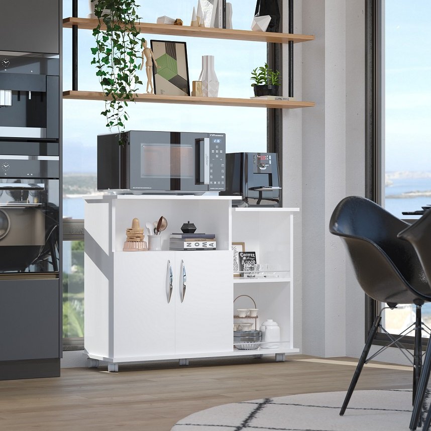 Porta Fruteira Branco Para Micro-ondas De Cozinha 4 Rodas - 2