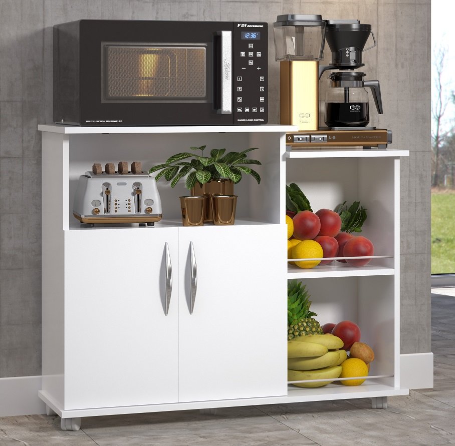 Porta Fruteira Branco Para Micro-ondas De Cozinha 4 Rodas - 5