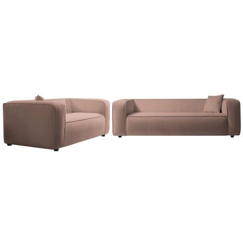 Kit Sofá 2 Lugares 160cm e Poltrona Decorativa Escritório Orgânico Cecília Linho - Amarena Mó