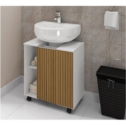 Gabinete para Banheiro Pequin Branco Ripado – Bechara Móveis - 1