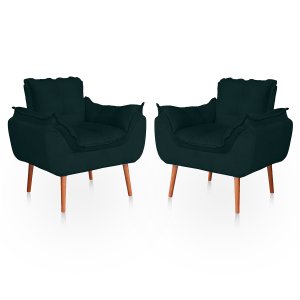 Kit 02 Poltronas Opala para Sala Confortável Resistente Veludo
