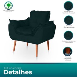 Kit 02 Poltronas Opala para Sala Confortável Resistente Veludo - 5