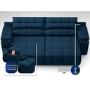 Ver imagem 3 de Sofá com Porta Copos Carregador Usb Ret Rec Samurai 2,50m Velosuede Petróleo - Netsofas