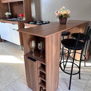 Bancada para Cozinha com Adega 1 Porta com Prateleira