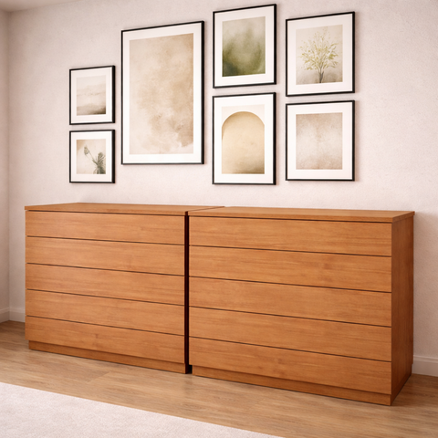 Kit 2 Cômodas 5 Gavetas Espresso Móveis Bege/Cinamomo