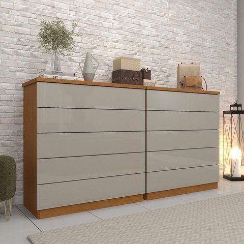 Kit 2 Cômodas 5 Gavetas Espresso Móveis