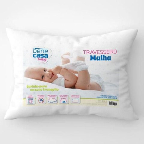 Travesseiro de Malha Infantil 100% Algodão 40x30 Bene Casa Branco