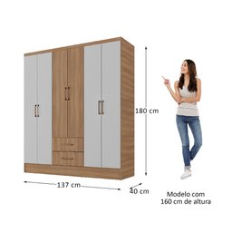 Guarda-Roupa Casal 6 Portas 2 Gavetas 8 Prateleiras 1 Cabideiro California - 5
