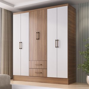 Guarda-Roupa Casal 6 Portas 2 Gavetas 8 Prateleiras 1 Cabideiro California