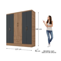 Guarda Roupa Casal 6 Portas 2 Gavetas 8 Prateleiras 1 Cabideiro California - 4