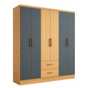 Ver imagem 2 de Guarda Roupa Casal 6 Portas 2 Gavetas 8 Prateleiras 1 Cabideiro California Cinza/Freijó/Grafite