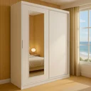 Ver imagem 6 de Guarda-roupa Solteiro 2 Portas de Correr 1 Espelho 1 Gaveta 6 Prateleiras 1 Cabideiro Palhoça