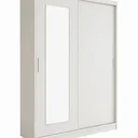Ver imagem 2 de Guarda-Roupa Solteiro 2 Portas de Correr 1 Espelho 1 Gaveta 6 Prateleiras 1 Cabideiro Palhoça Branco
