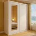 Ver imagem 6 de Guarda-roupa Solteiro 2 Portas de Correr 1 Espelho 1 Gaveta 6 Prateleiras 1 Cabideiro Palhoça