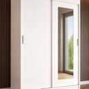 Ver imagem 1 de Guarda-Roupa Solteiro 2 Portas de Correr 1 Espelho 1 Gaveta 6 Prateleiras 1 Cabideiro Palhoça Branco