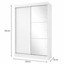 Ver imagem 5 de Guarda-Roupa Solteiro 2 Portas de Correr 1 Espelho 1 Gaveta 6 Prateleiras 1 Cabideiro Palhoça Branco