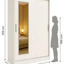 Ver imagem 5 de Guarda-Roupa Solteiro 2 Portas de Correr 1 Espelho 1 Gaveta 6 Prateleiras 1 Cabideiro Palhoça Branco