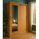 Ver imagem 6 de Guarda Roupa Solteiro 2 Portas de Correr 1 Espelho 1 Gaveta 6 Prateleiras 1 Cabideiro Palhoça