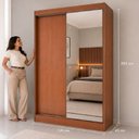 Ver imagem 6 de Guarda Roupa Solteiro 2 Portas de Correr 1 Espelho 1 Gaveta 6 Prateleiras 1 Cabideiro Palhoça Marrom