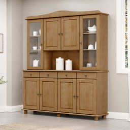 Cristaleira Rústica 100% Madeira Maciça 4+4 Portas para sala de Jantar Linha Rubi - 2