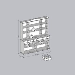 Cristaleira Rústica 100% Madeira Maciça 4+4 Portas para sala de Jantar Linha Rubi - 6
