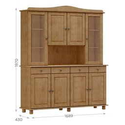 Cristaleira Rústica em Madeira Maciça 4+4 Portas para sala de Jantar Linha Rubi - 4