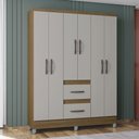 Ver imagem 2 de Guarda Roupa Poquema Capri 6 Portas 2 Gavetas Castanho Off White