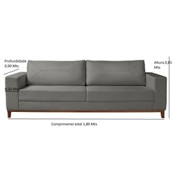Sofá 3 Lugares Roma Linho 1,80M - 3