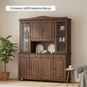 Ver imagem 7 de Cristaleira Rústica 100% Madeira Maciça 4+4 Portas para Sala de Jantar Linha Rubi Marrom/Café
