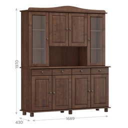 Cristaleira Rústica 100% Madeira Maciça 4+4 Portas para sala de Jantar Linha Rubi - 4