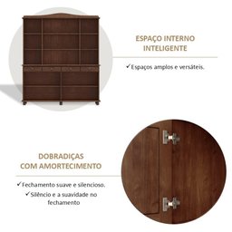 Cristaleira Rústica 100% Madeira Maciça 4+4 Portas para sala de Jantar Linha Rubi - 12
