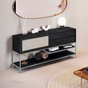 Ver imagem 1 de Buffet Aparador Sala de Jantar Agnes 2 Gavetas em Madeira Maciça Ébano Metal Champagne