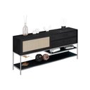 Ver imagem 2 de Buffet Aparador Sala de Jantar Agnes 2 Gavetas em Madeira Maciça Ébano Metal Champagne