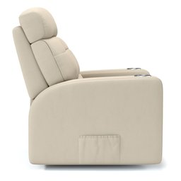 Poltrona do Papai Reclinável em Couro Cor Bege com Massagem Reclinação Elétrica - Modelo Nina - 4