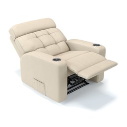 Poltrona do Papai Reclinável em Couro Cor Bege com Massagem Reclinação Elétrica - Modelo Nina - 6