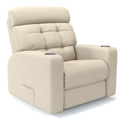 Poltrona do Papai Reclinável em Couro Cor Bege com Massagem Reclinação Elétrica - Modelo Nina - 1