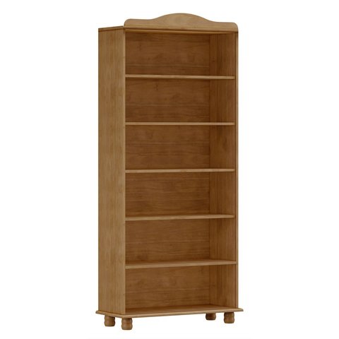 Estante de Livros 85cmx190cm Pés em Madeira Maciça Rústica 100% Madeira Maciça 5 Prateleiras Escritório e Sala Linha Rubi