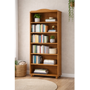 Ver imagem 2 de Estante para Livros Rústica 100% Madeira Maciça 5 Prateleiras Escritório e Sala Pés em Madeira Maciça Linha Rubi