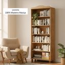 Ver imagem 6 de Estante para Livros Rústica 100% Madeira Maciça 5 Prateleiras Escritório e Sala Pés em Madeira Maciça Linha Rubi