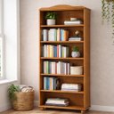 Ver imagem 1 de Estante de Livros 85CMX190CM Pés em Madeira Maciça Rústica 100% Madeira Maciça 5 Prateleiras Escritório e Sala Linha Rubi Marrom/Freijó